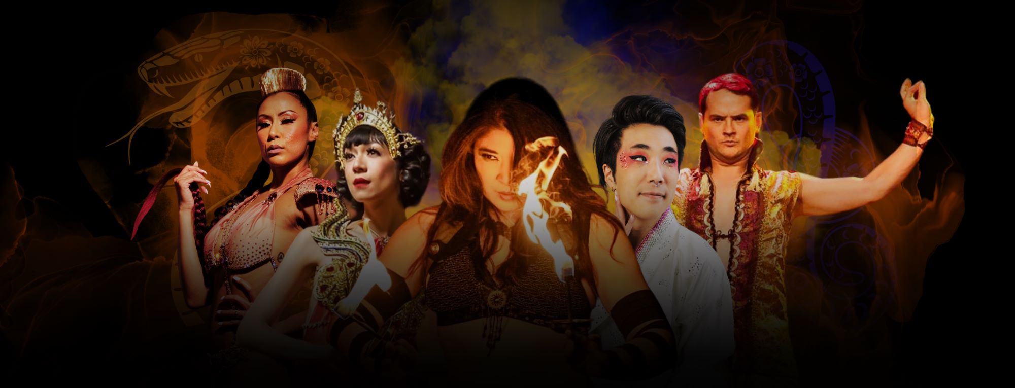 Performers: Hawaiian dancer, mixed Filipina Latina burlesquer, Indian dancer, South Asian comedian